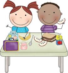 Two children eating lunch